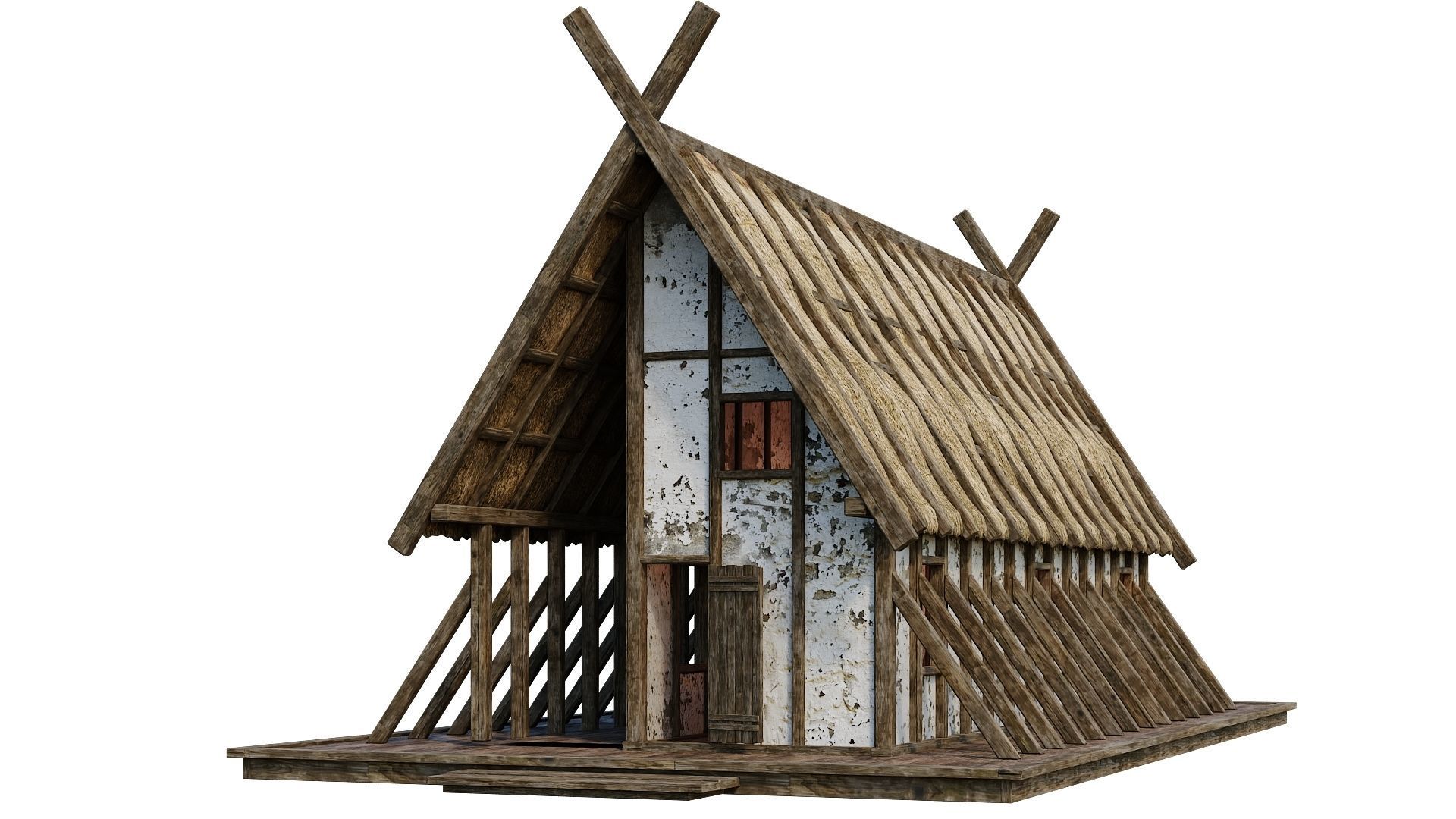 4 Old Medieval Building House 4K Tex GameReady 89 to 92 Low-poly 3D model_49