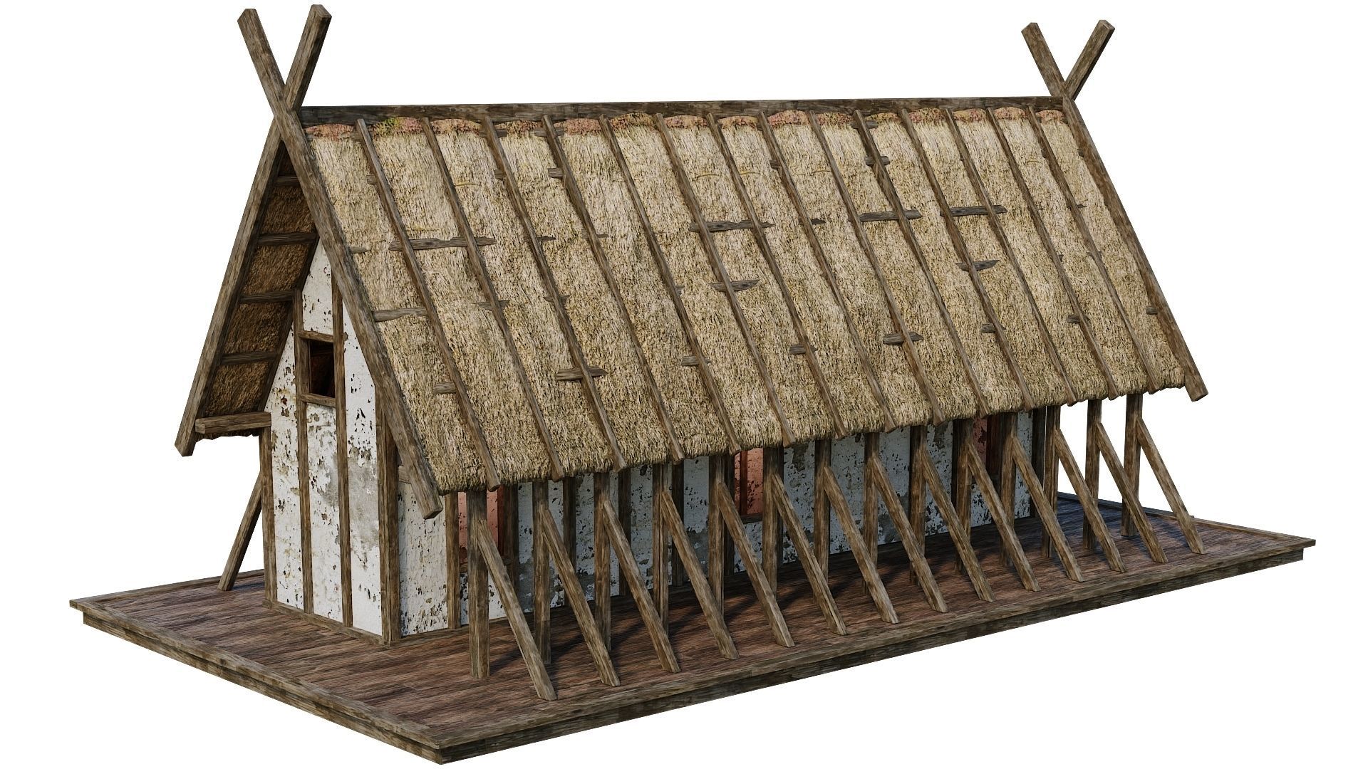 4 Old Medieval Building House 4K Tex GameReady 89 to 92 Low-poly 3D model_42