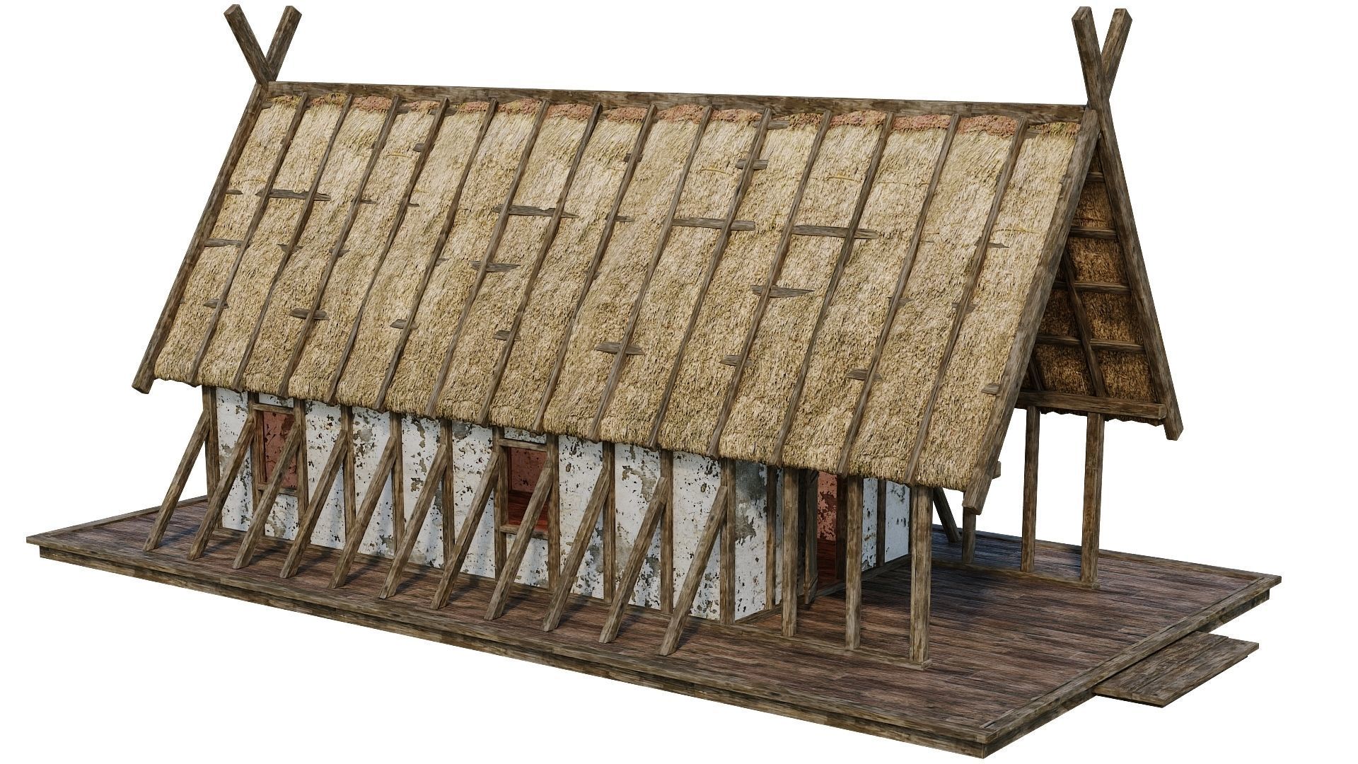 4 Old Medieval Building House 4K Tex GameReady 89 to 92 Low-poly 3D model_39