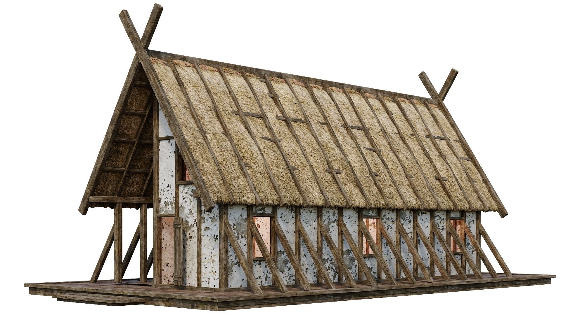 4 Old Medieval Building House 4K Tex GameReady 89 to 92 Low-poly 3D model_45