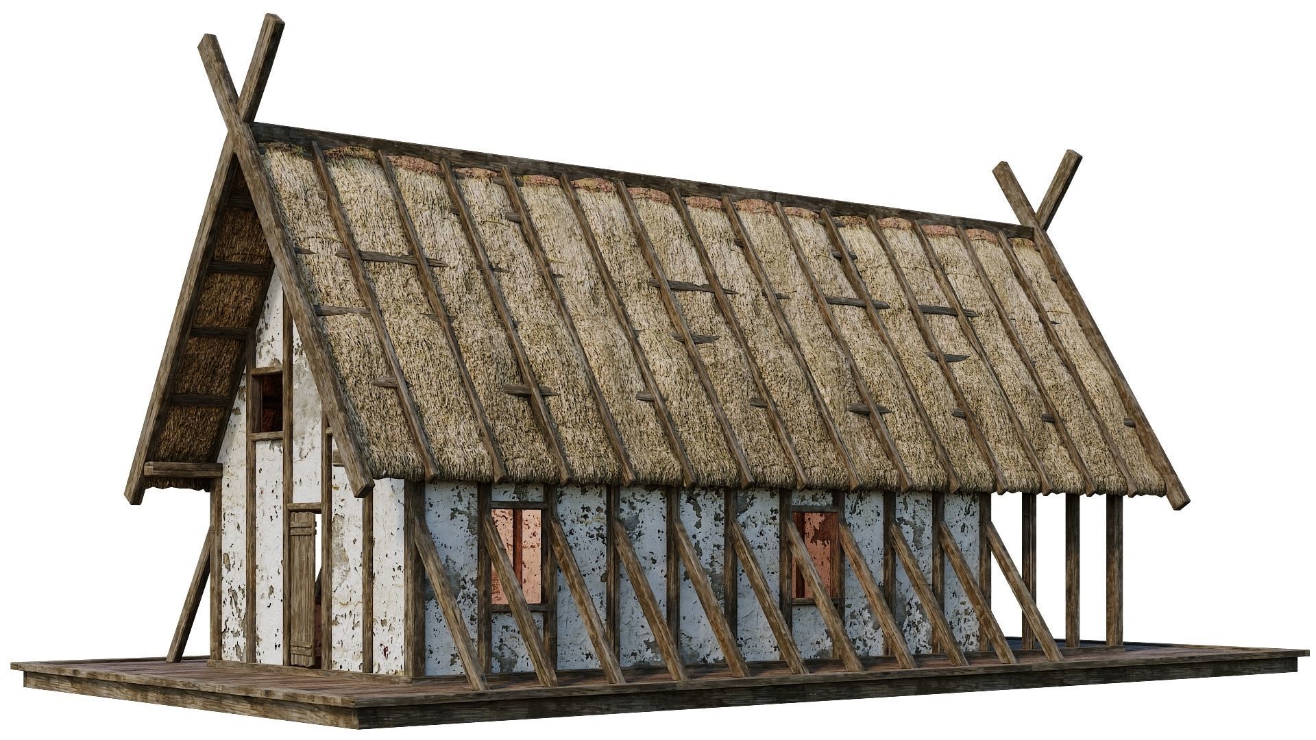 4 Old Medieval Building House 4K Tex GameReady 89 to 92 Low-poly 3D model_36