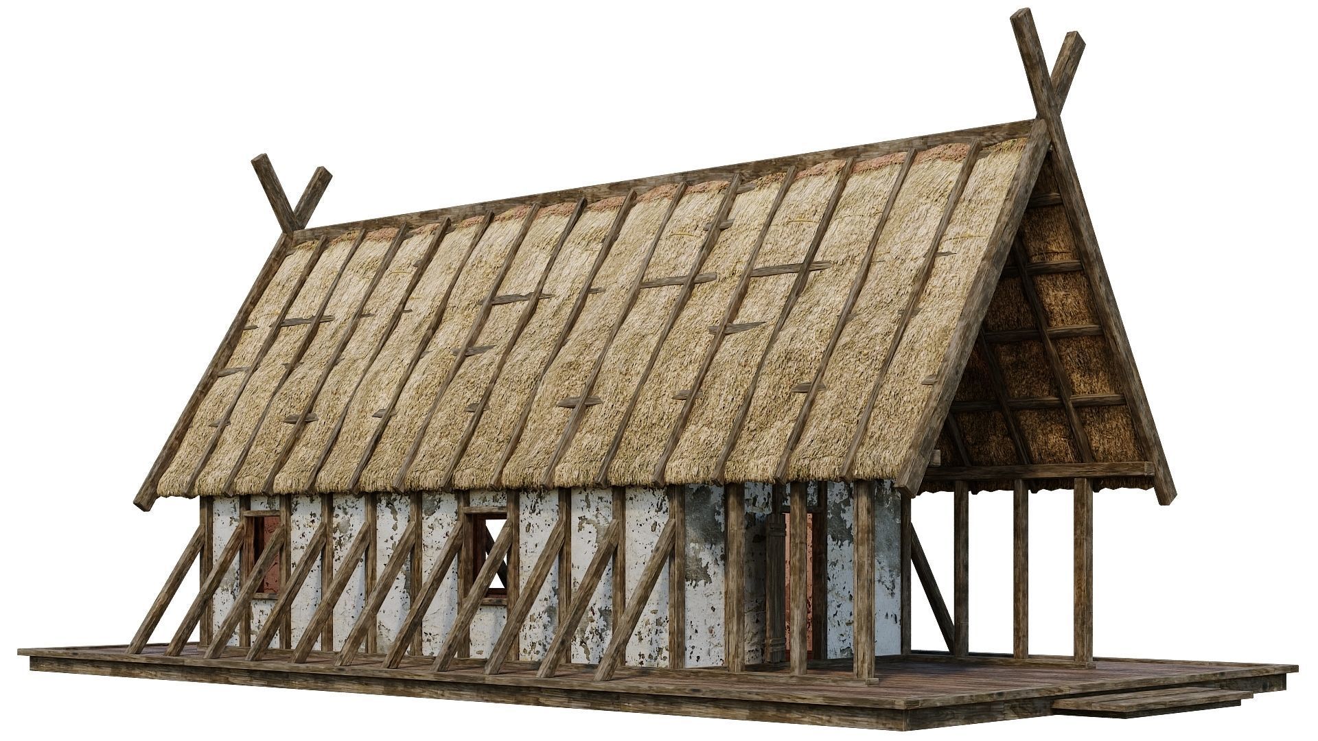 4 Old Medieval Building House 4K Tex GameReady 89 to 92 Low-poly 3D model_7