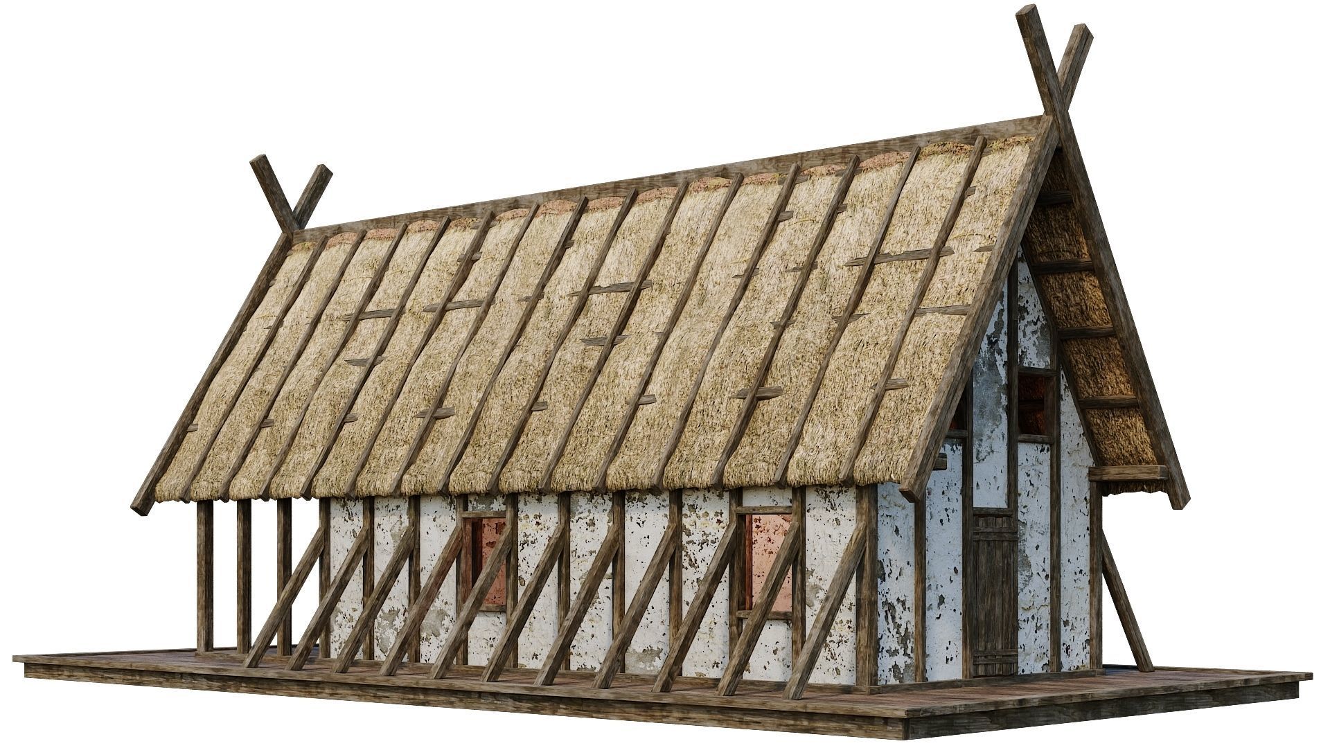 4 Old Medieval Building House 4K Tex GameReady 89 to 92 Low-poly 3D model_35