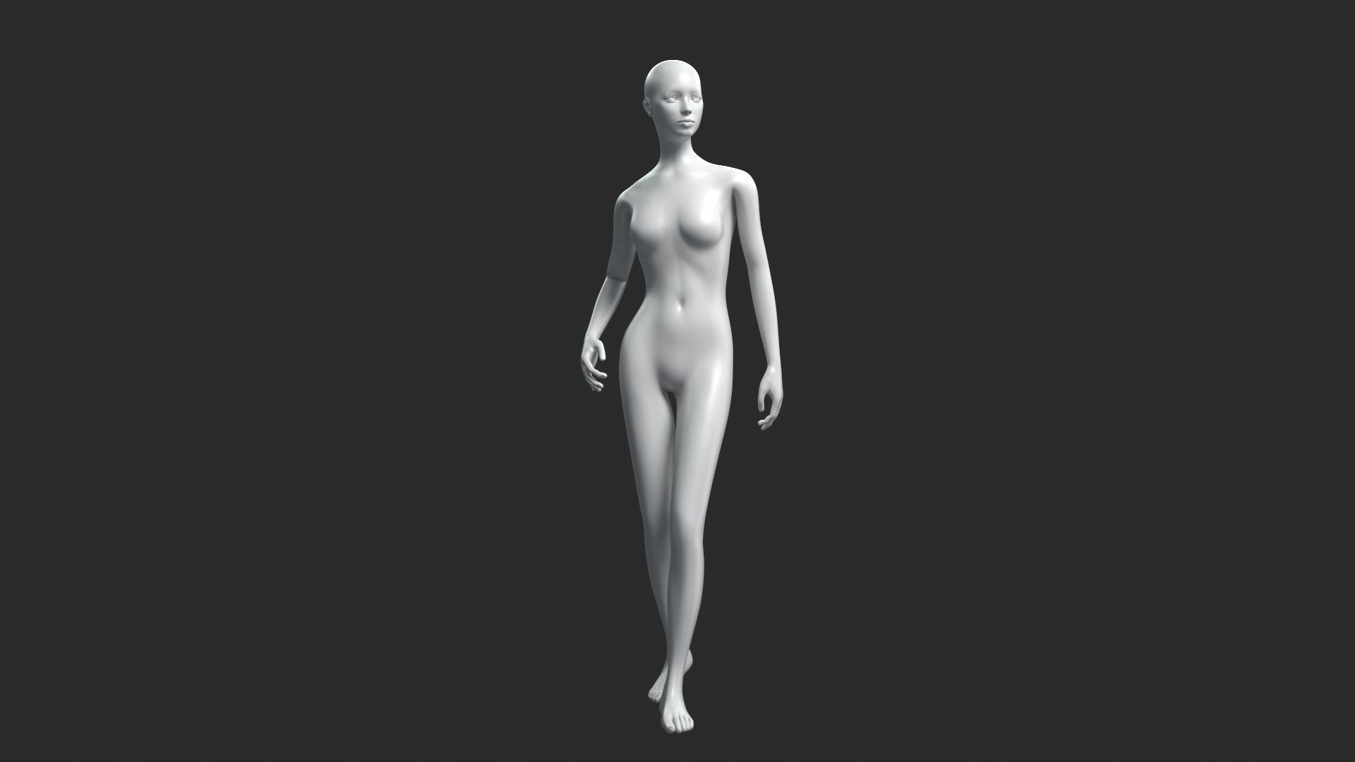 Animated Female Base Mesh 3D model_4