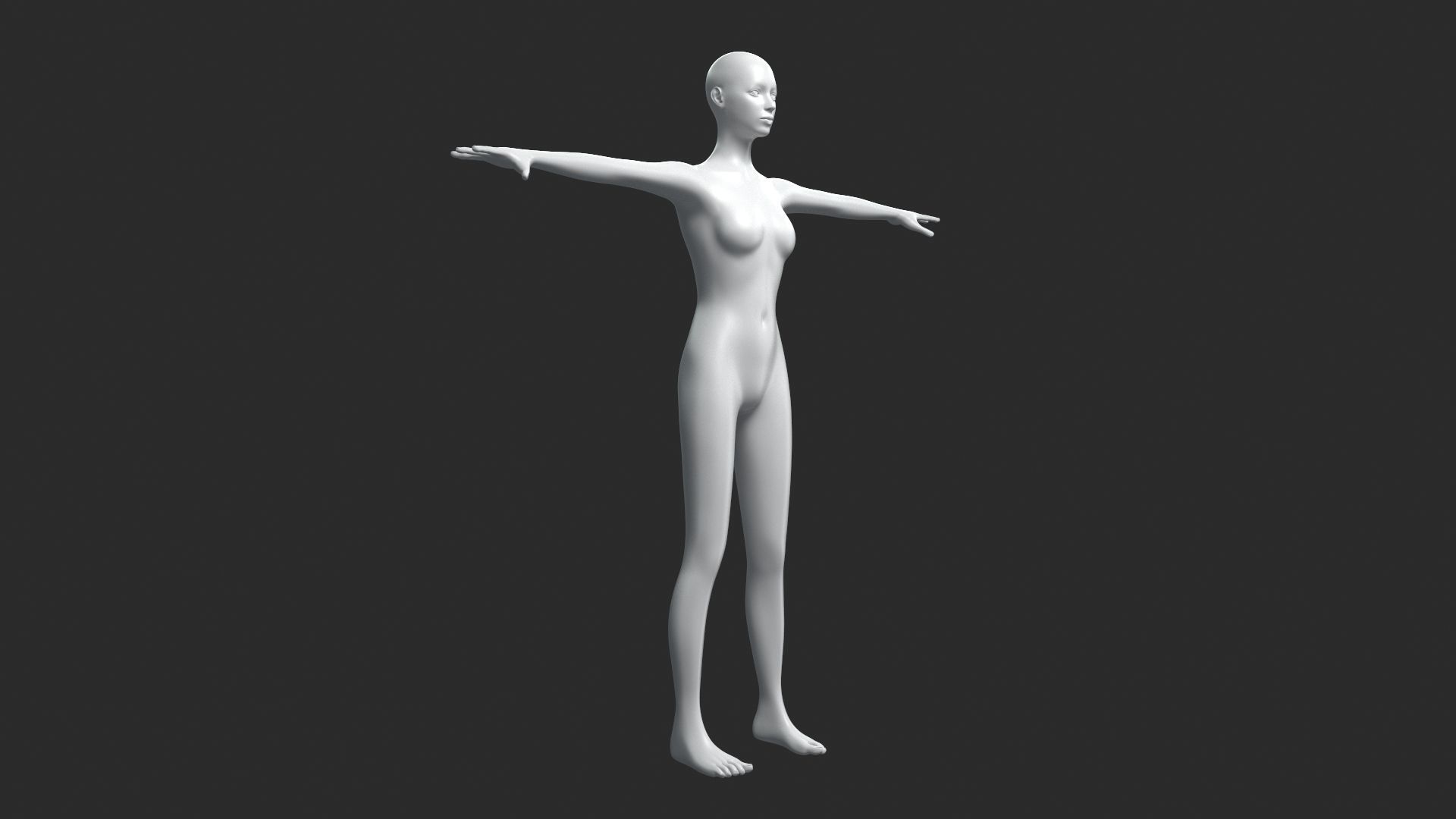 Animated Female Base Mesh 3D model_3