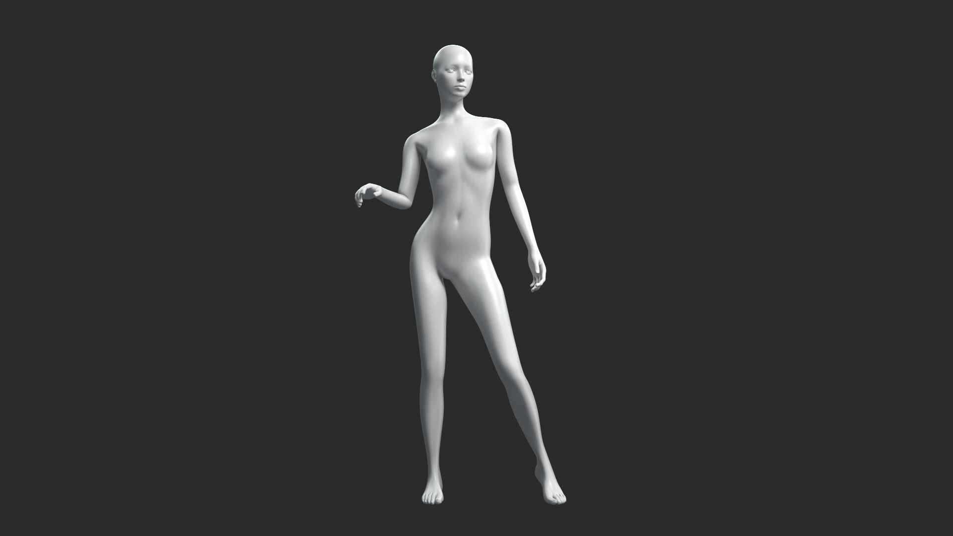 Animated Female Base Mesh 3D model_10