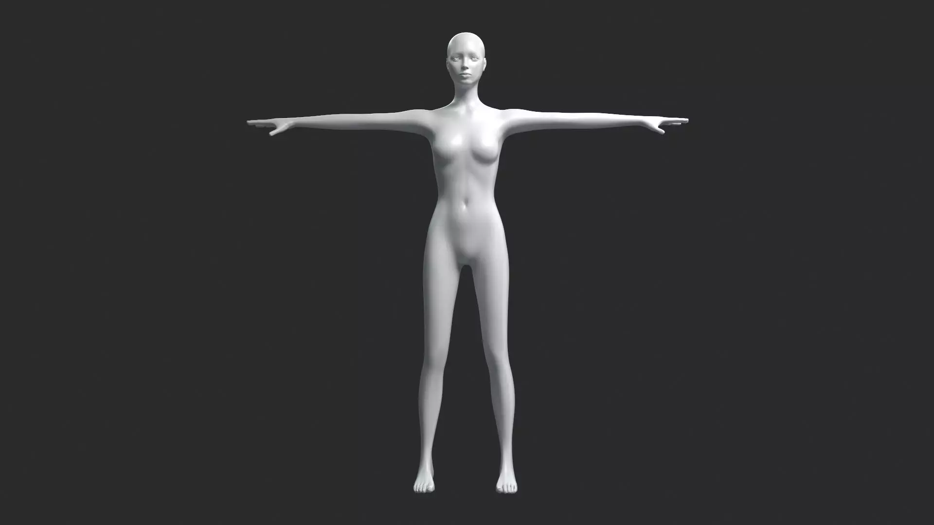 Animated Female Base Mesh 3D model_0