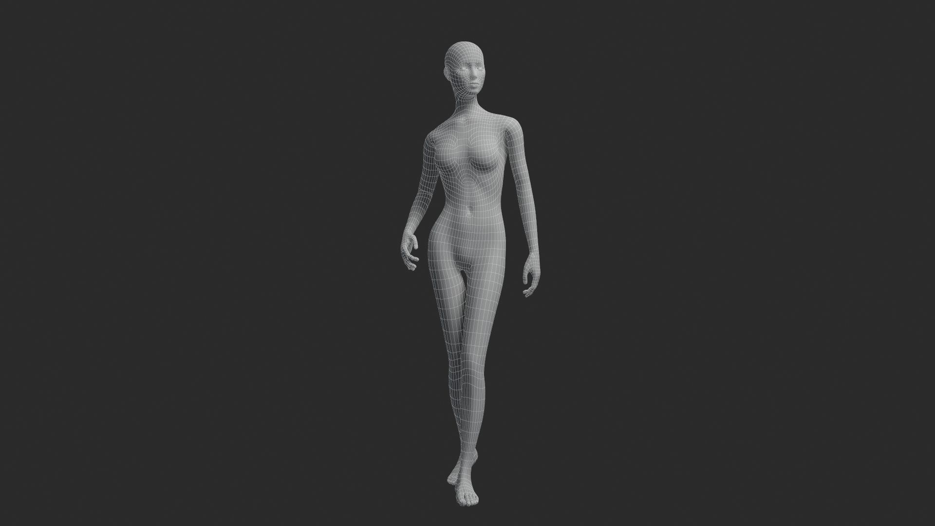 Animated Female Base Mesh 3D model_15