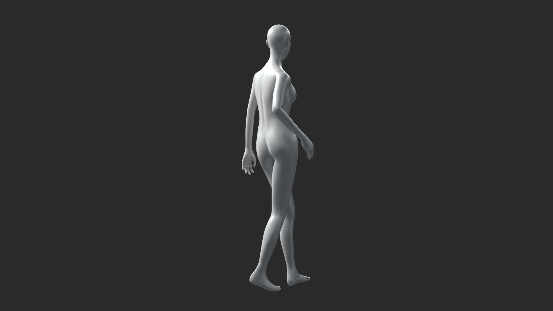 Animated Female Base Mesh 3D model_6