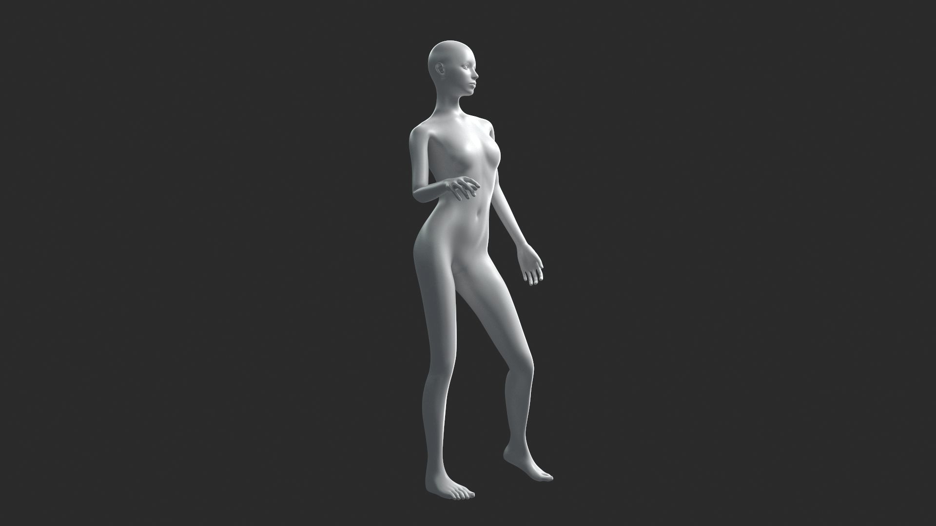 Animated Female Base Mesh 3D model_11