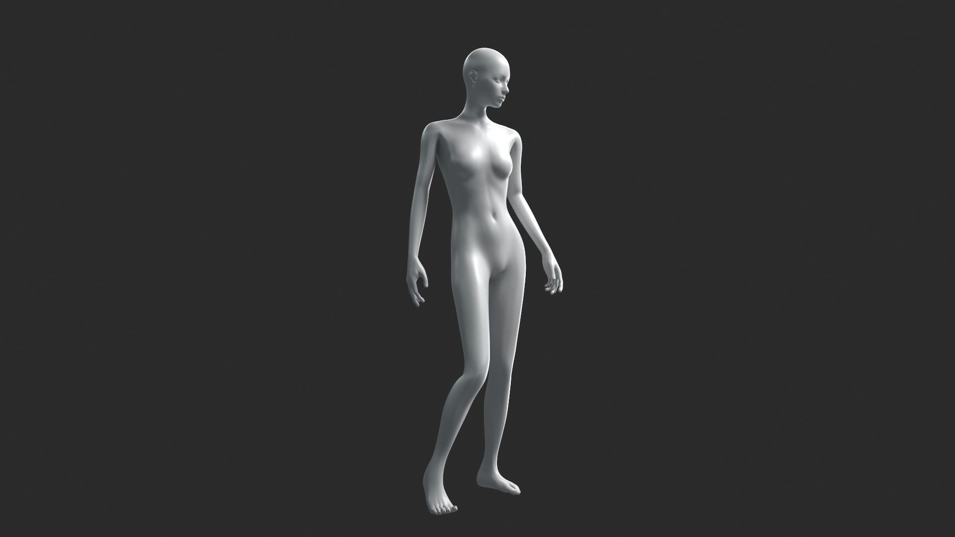 Animated Female Base Mesh 3D model_8