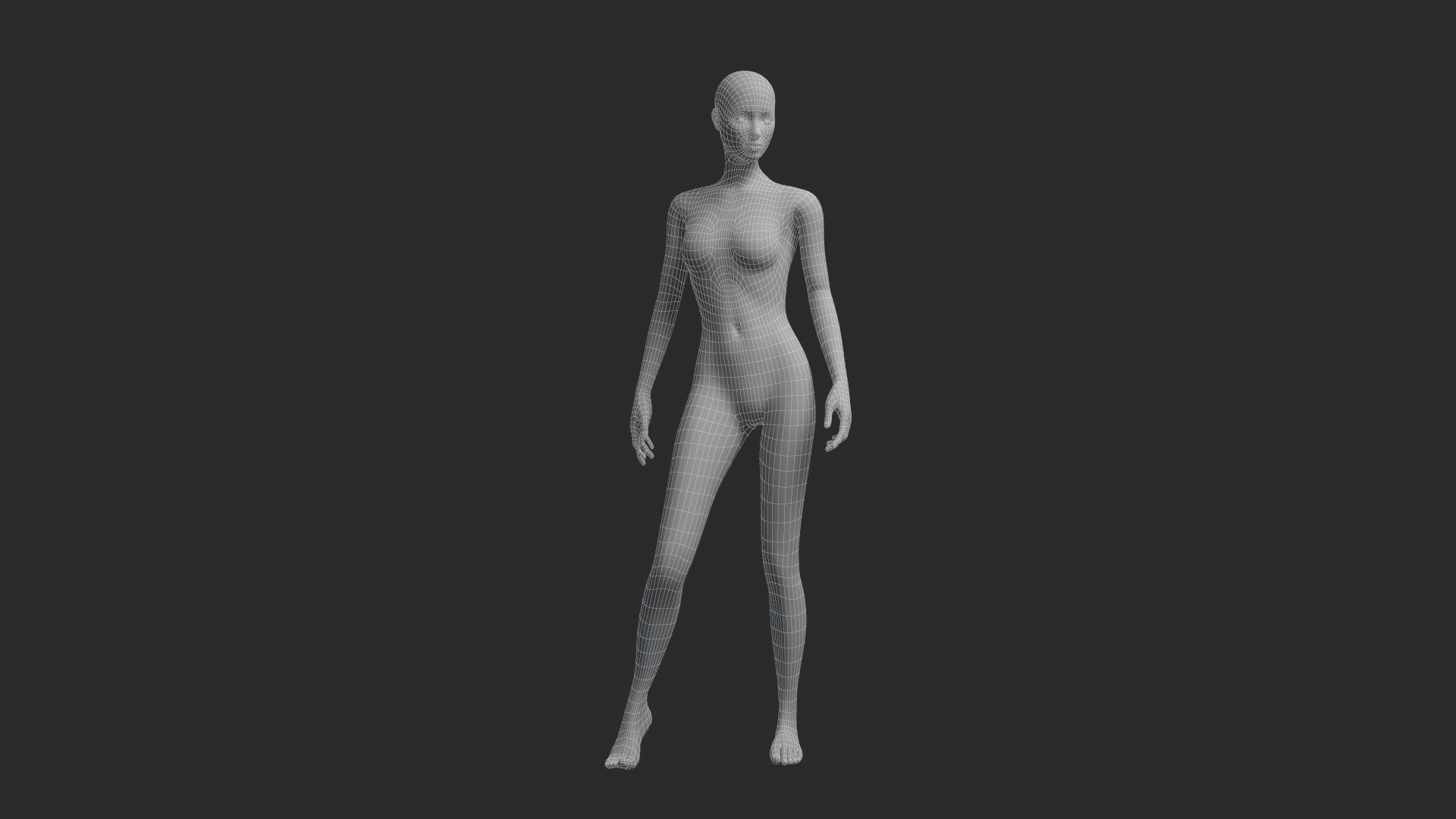 Animated Female Base Mesh 3D model_17