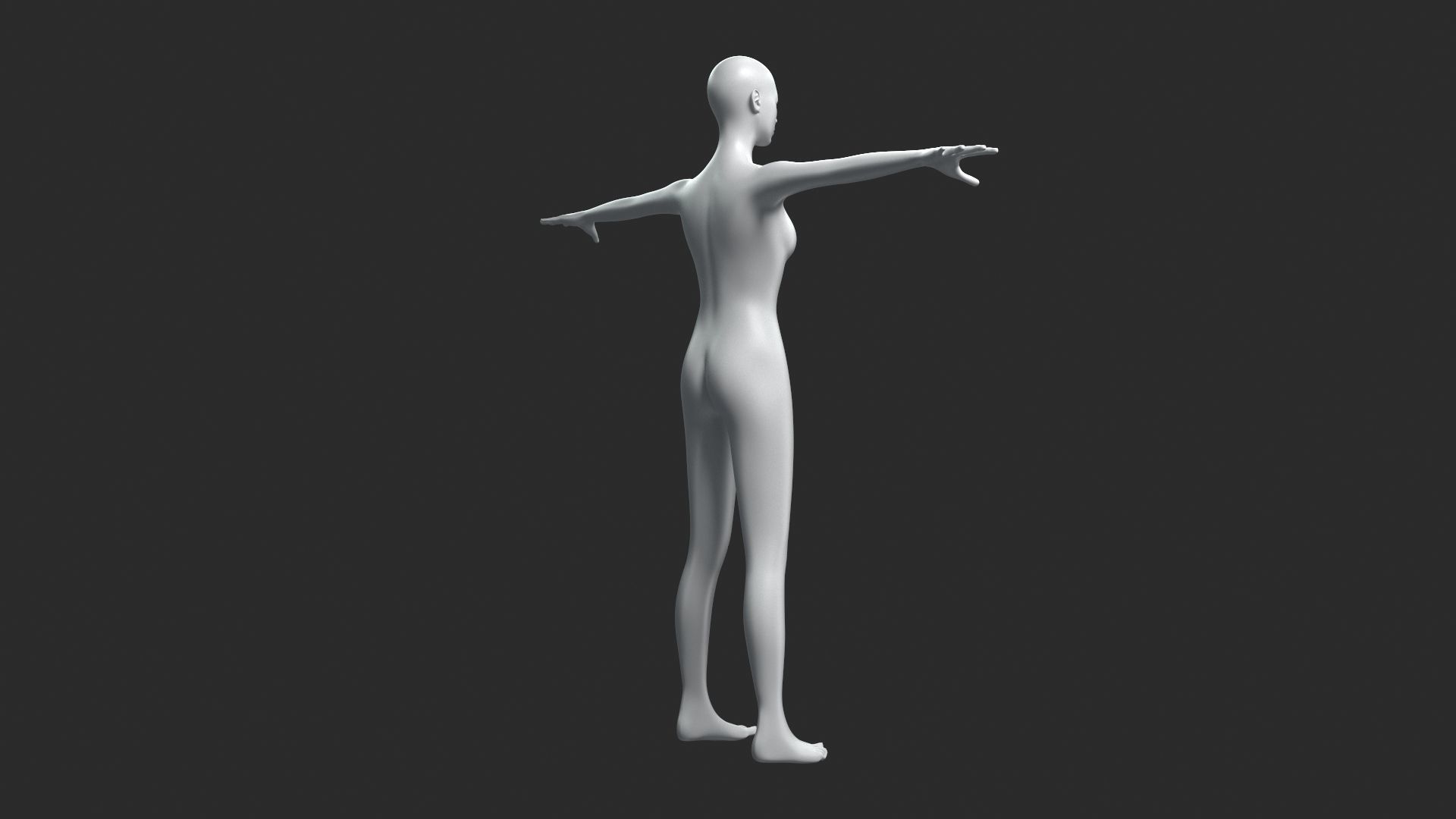 Animated Female Base Mesh 3D model_2