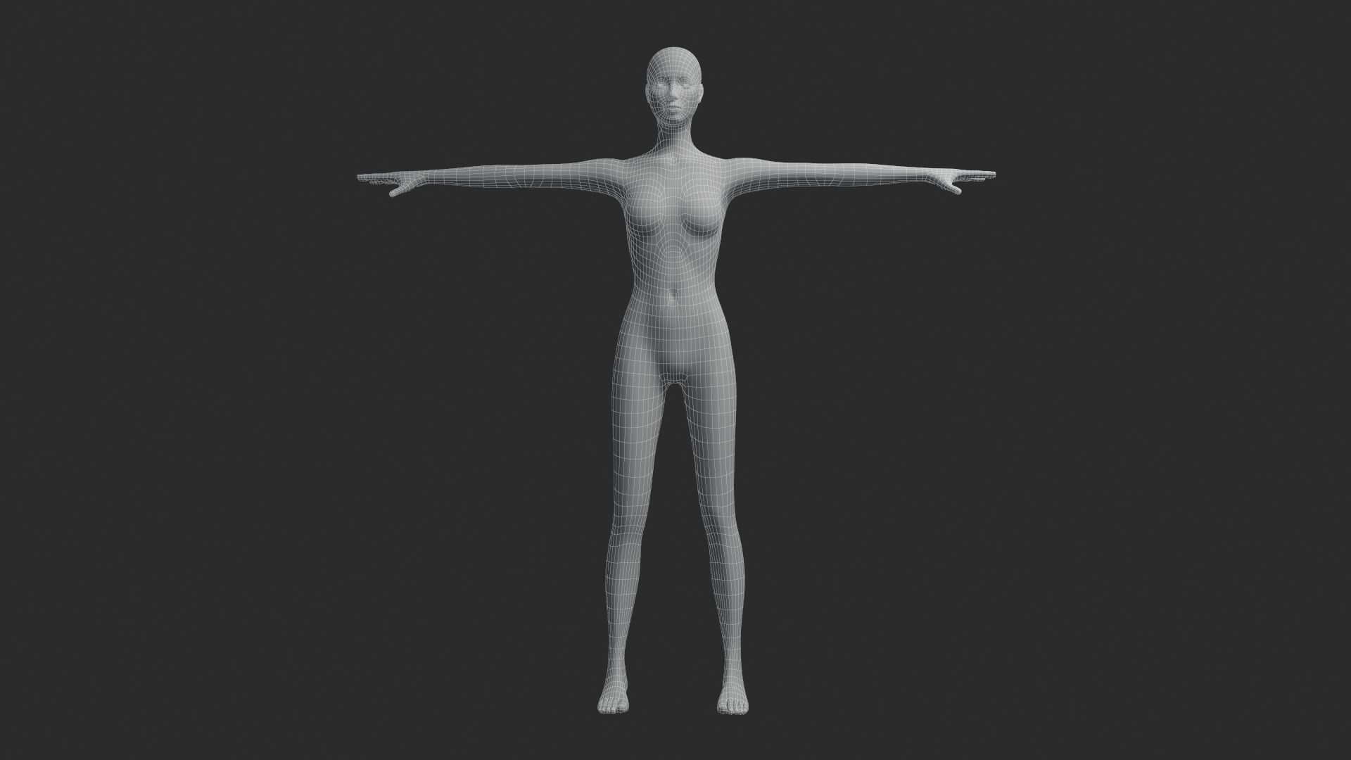 Animated Female Base Mesh 3D model_13