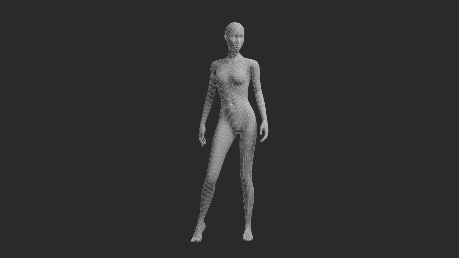 Animated Female Base Mesh 3D model_16