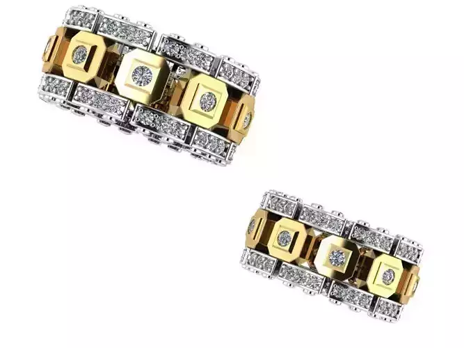 Diamond Square Detail Wide Ring 0512