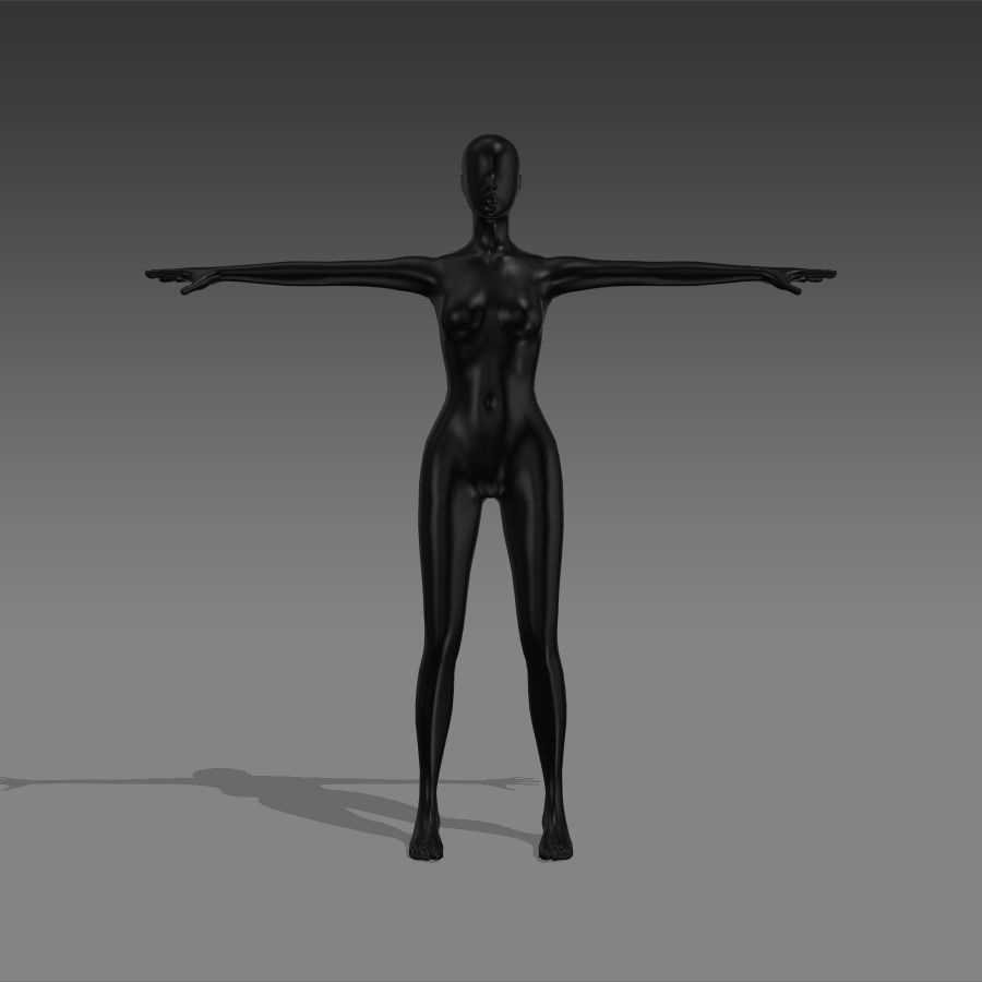 Animated Female Base Mesh - 14 poses Low-poly 3D model_21