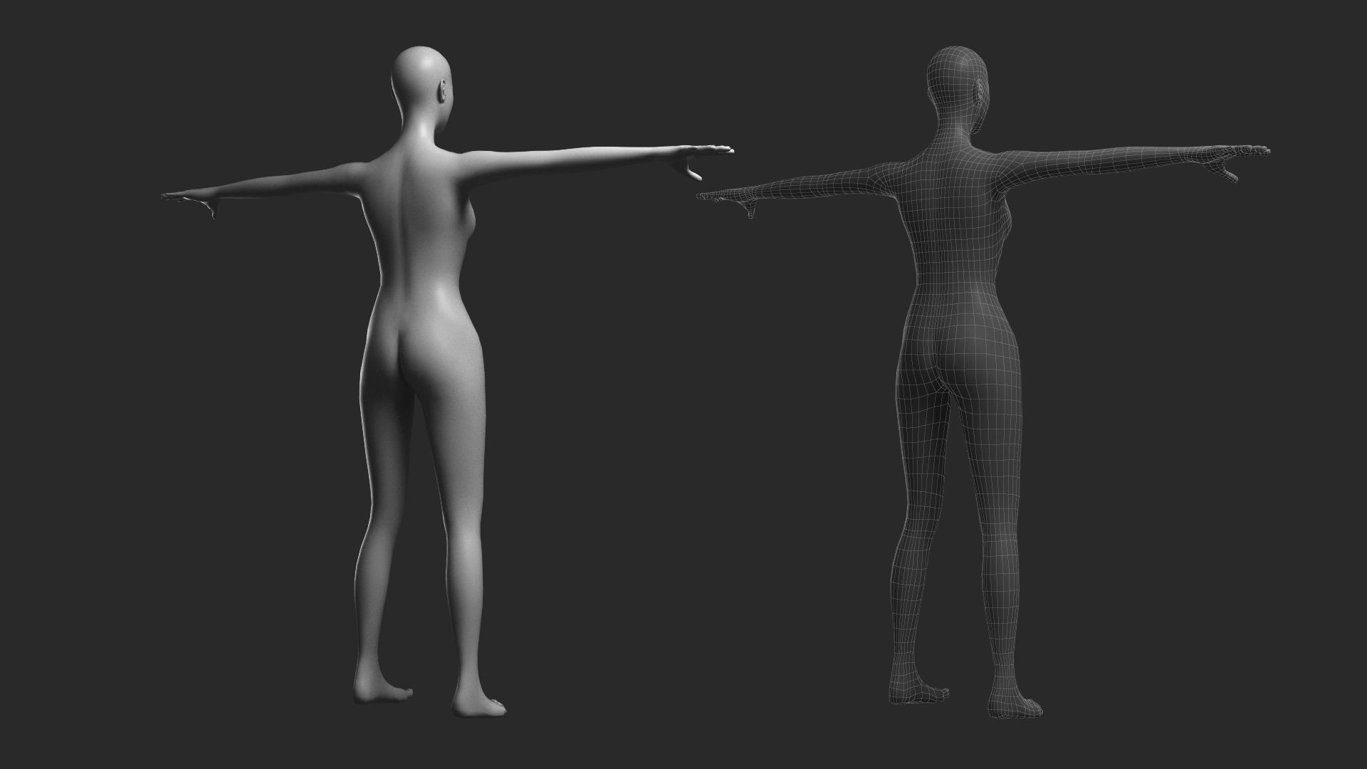 Animated Female Base Mesh - 14 poses Low-poly 3D model_20