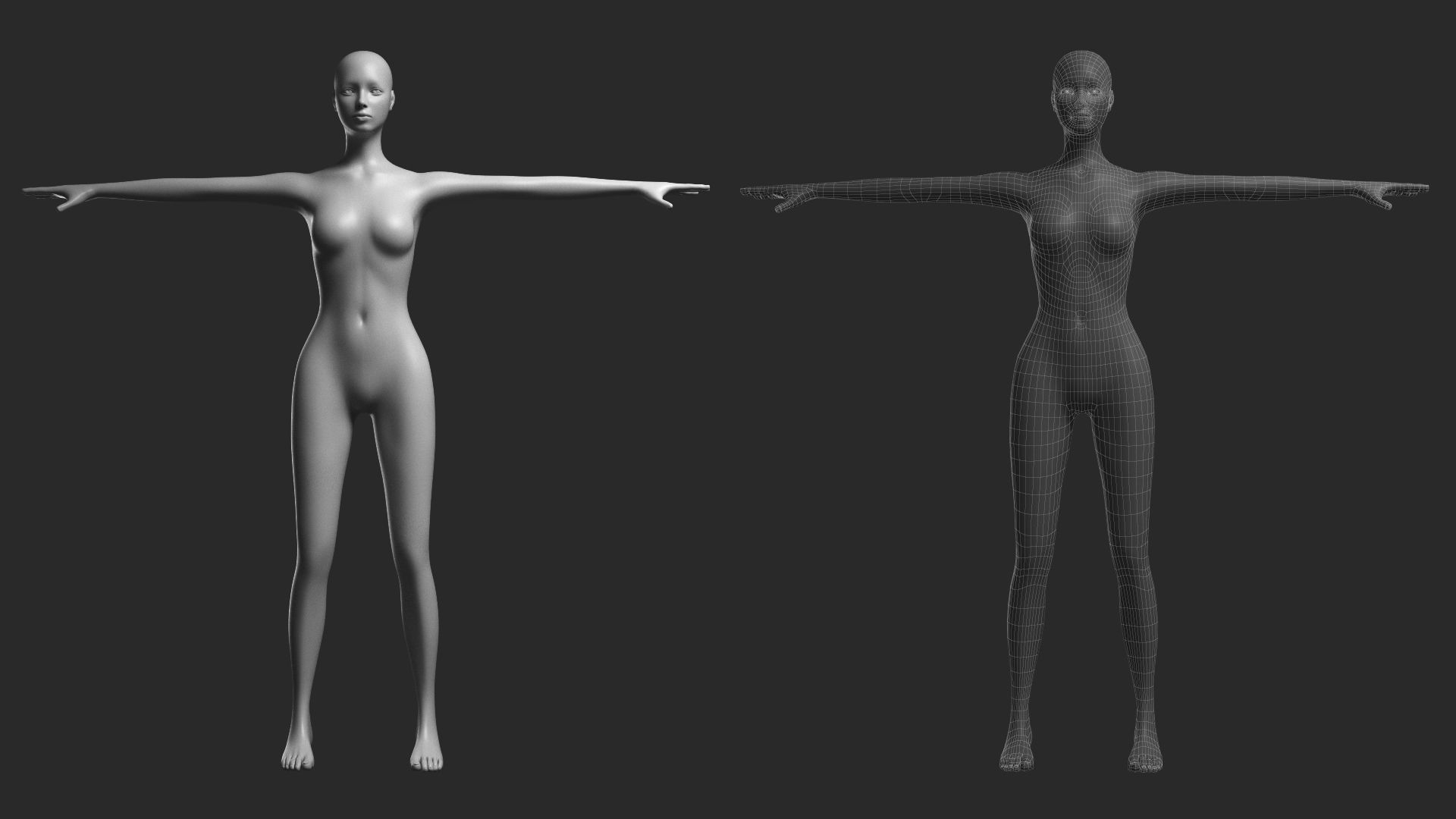 Animated Female Base Mesh - 14 poses Low-poly 3D model_18