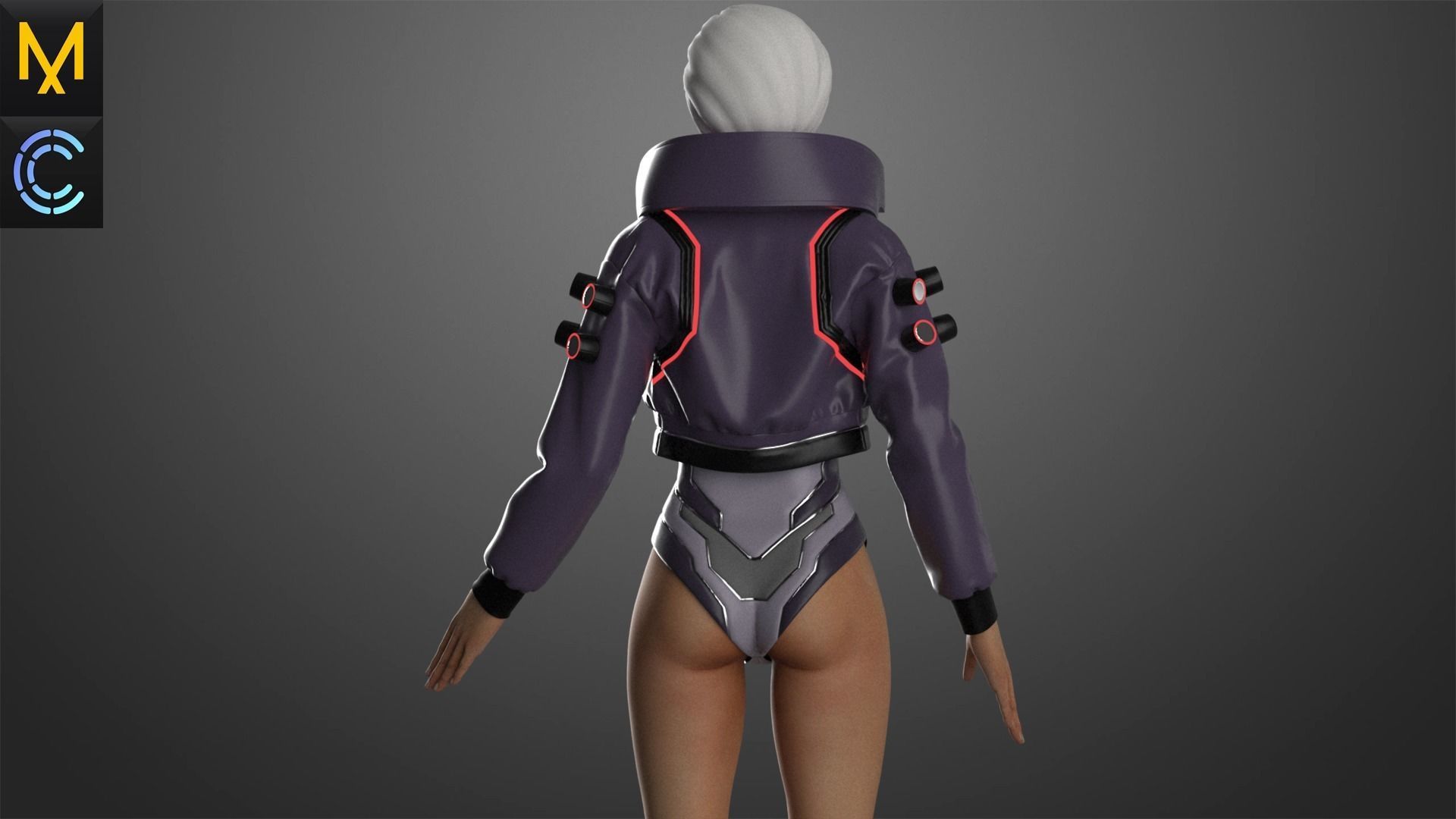 CyberPunk Outfit Female OBJ mtl FBX ZPRJ 3D model_6