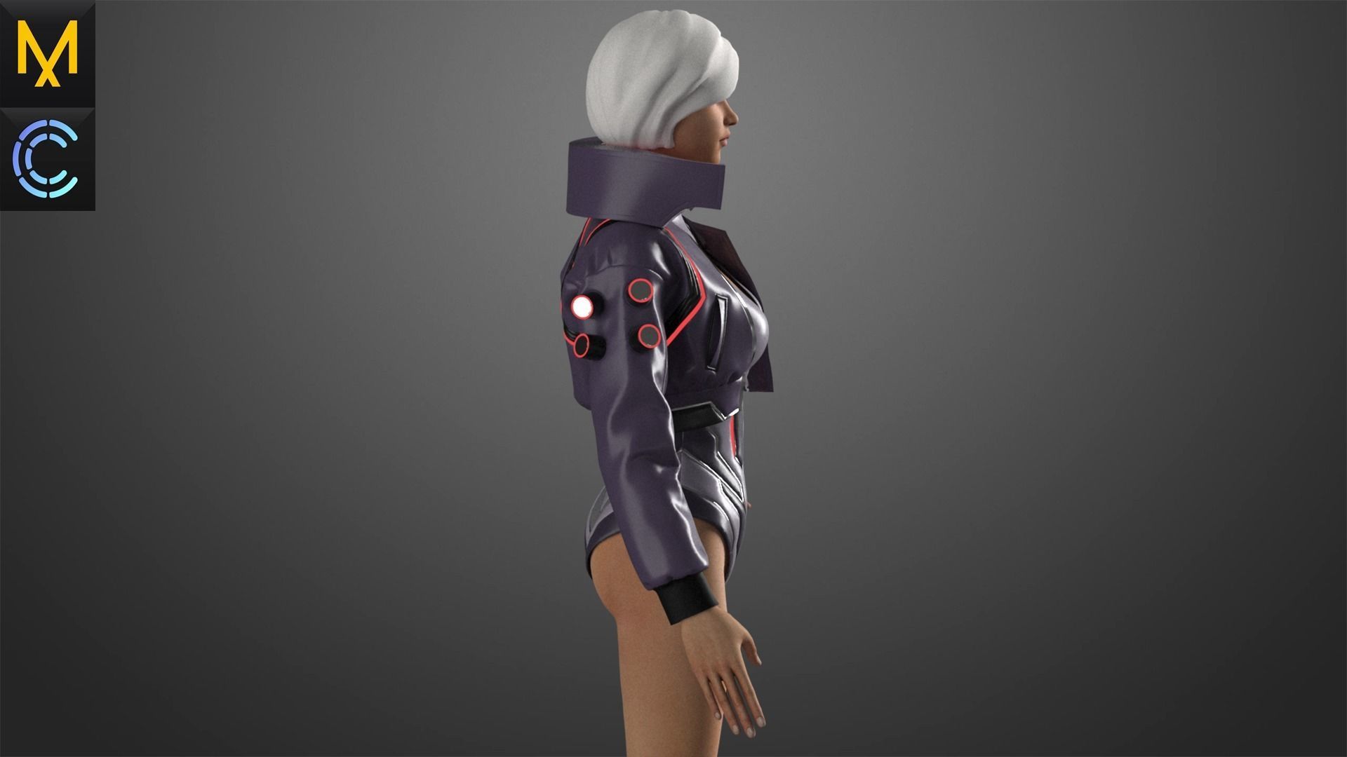 CyberPunk Outfit Female OBJ mtl FBX ZPRJ 3D model_7