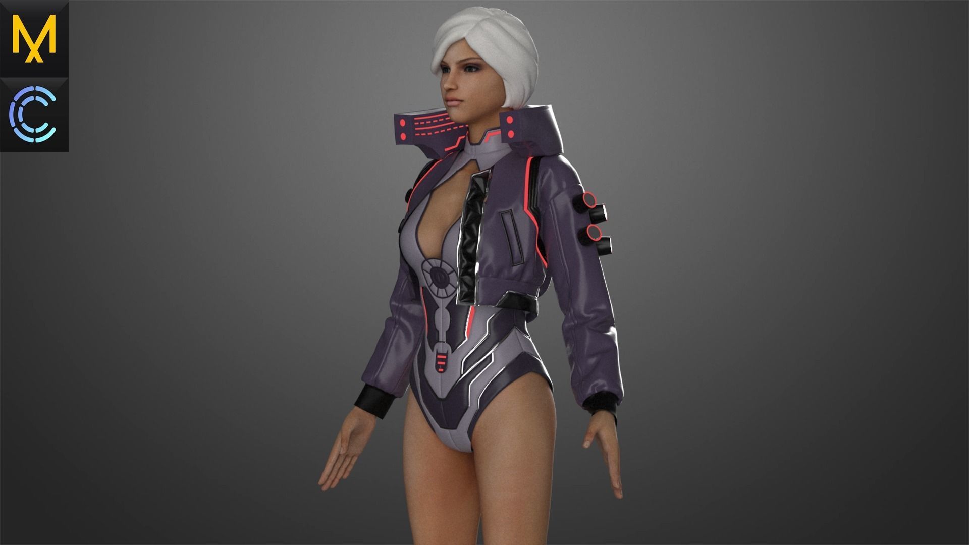 CyberPunk Outfit Female OBJ mtl FBX ZPRJ 3D model_4
