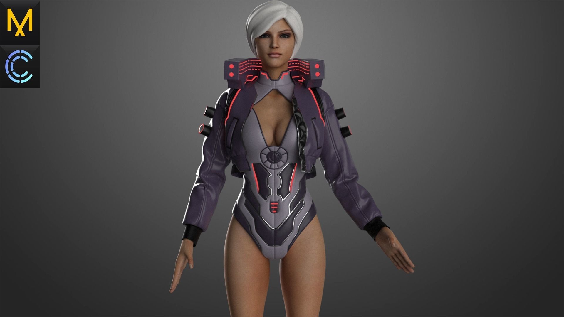 CyberPunk Outfit Female OBJ mtl FBX ZPRJ 3D model_2