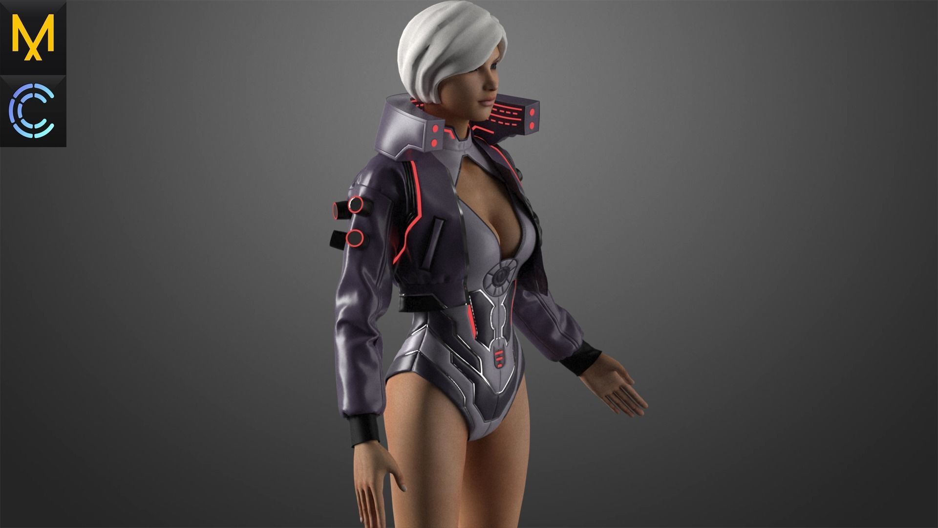 CyberPunk Outfit Female OBJ mtl FBX ZPRJ 3D model_3