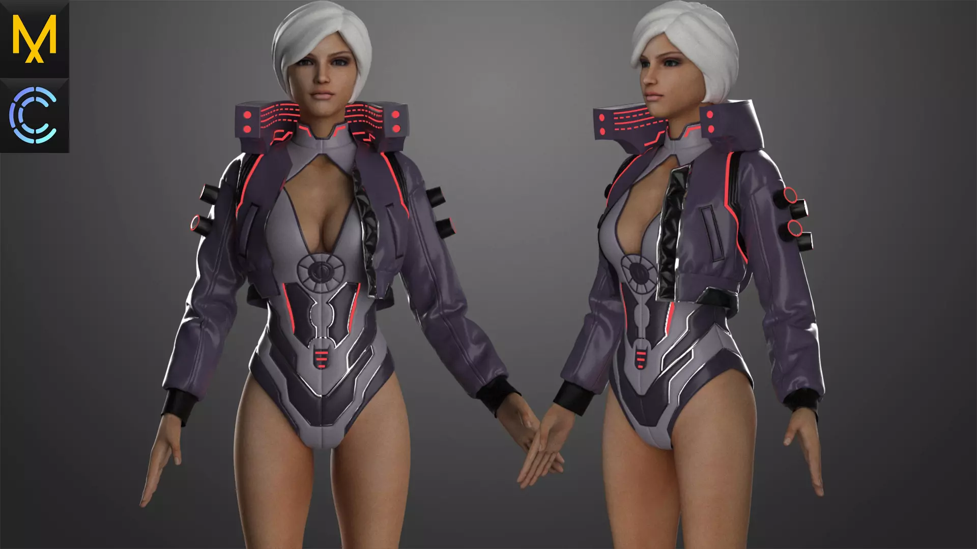 CyberPunk Outfit Female OBJ mtl FBX ZPRJ 3D model_0