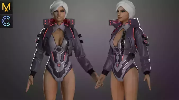 CyberPunk Outfit Female OBJ mtl FBX ZPRJ