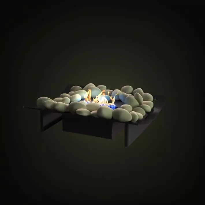 Small Modern Fireplace 3D model_0