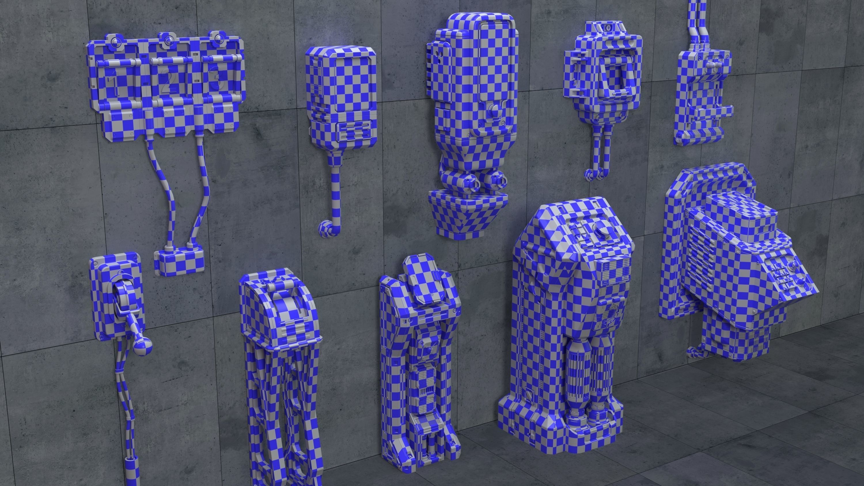 SCI-FI Switches - 10 pieces 3D model_2