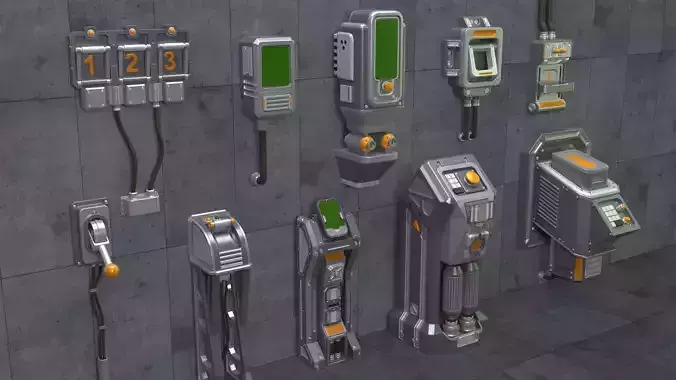 SCI-FI Switches - 10 pieces 3D model