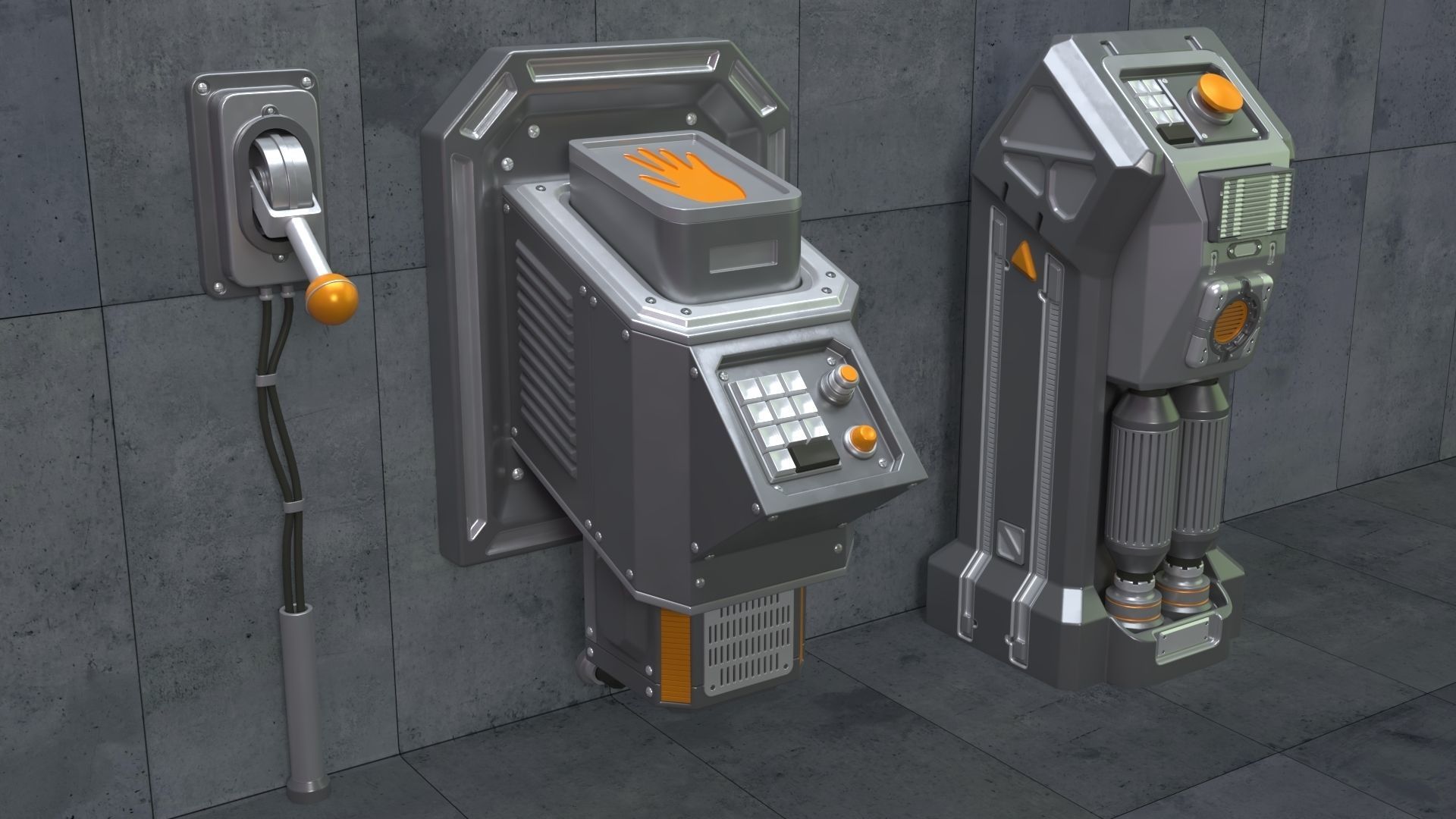 SCI-FI Switches - 10 pieces 3D model_4