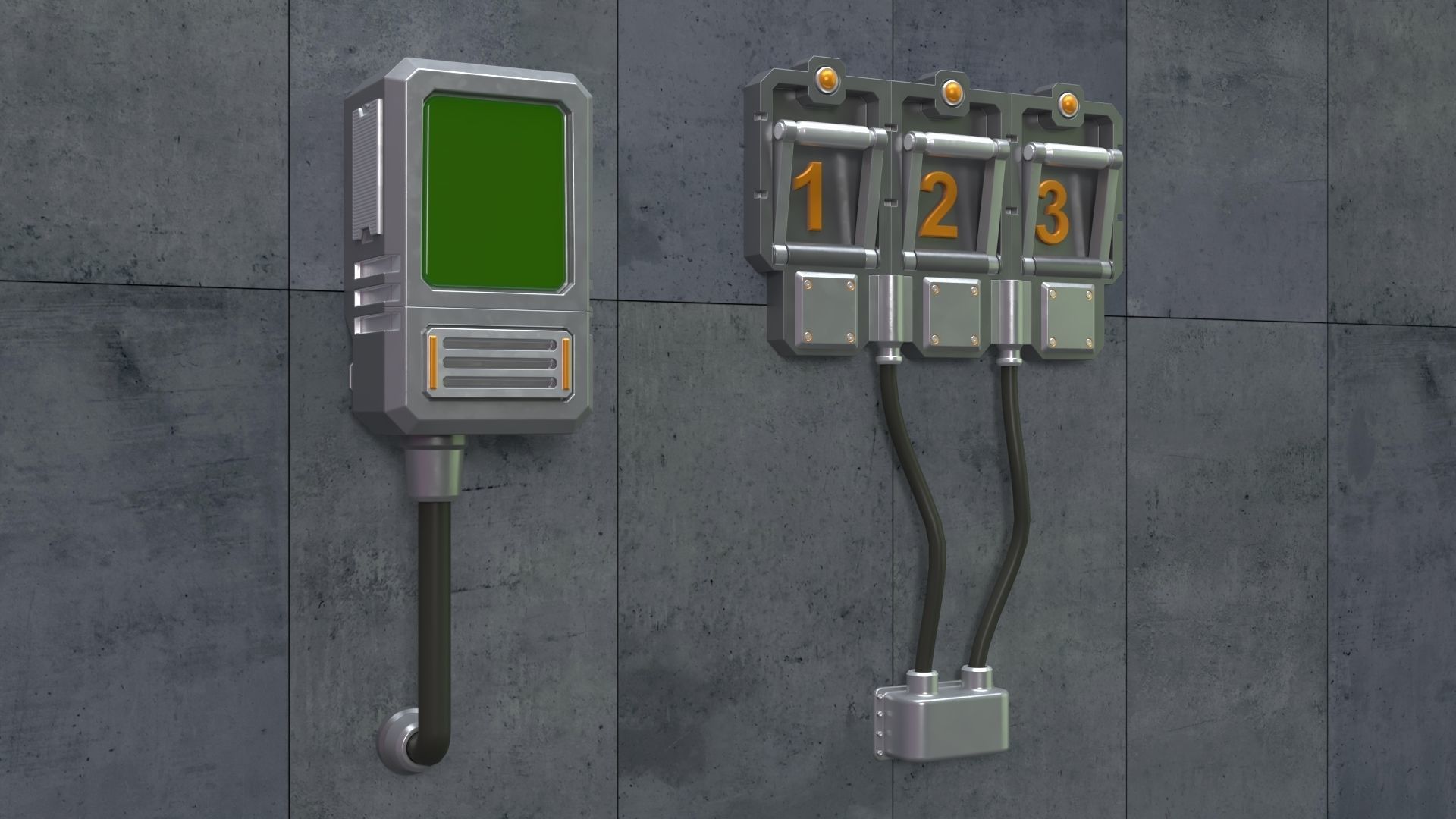 SCI-FI Switches - 10 pieces 3D model_10