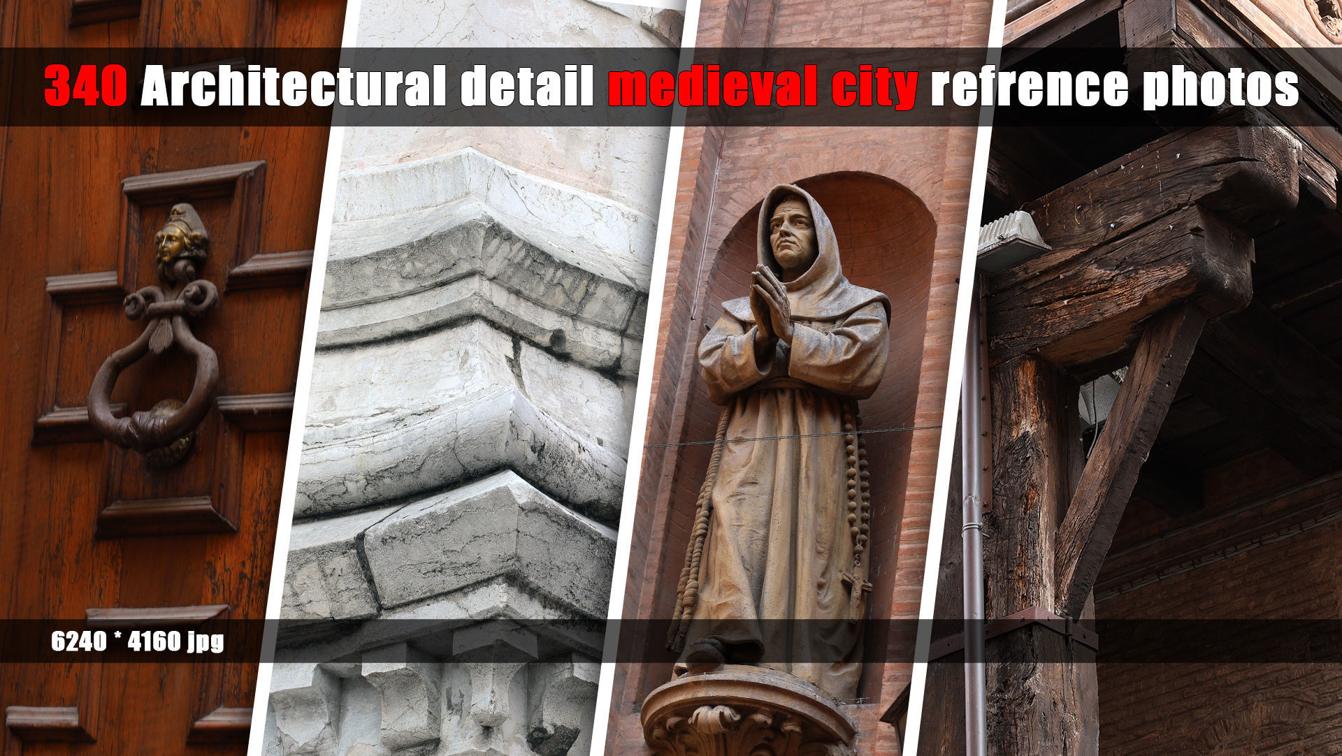340 Architectural detail - Medieval city photo reference pack 3D model_2