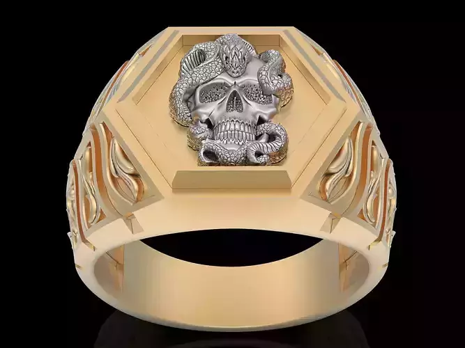 Skull snake pendant   gold printable jewelry 3D model