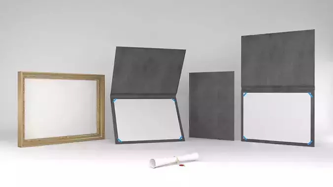 Certificate Set gold frame with sheet of paper