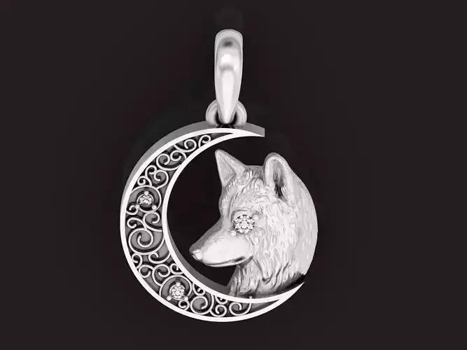 Charm pendant wolf month  Amulet Moon Wolf 