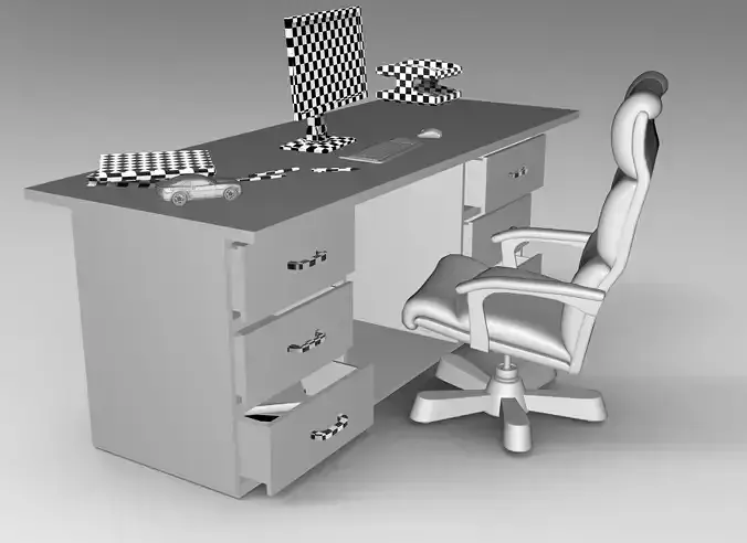 office desk  Free 3D model