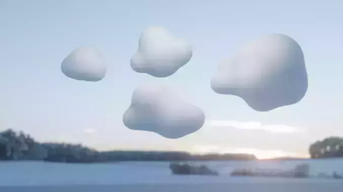 Clouds three snow balls floating in air