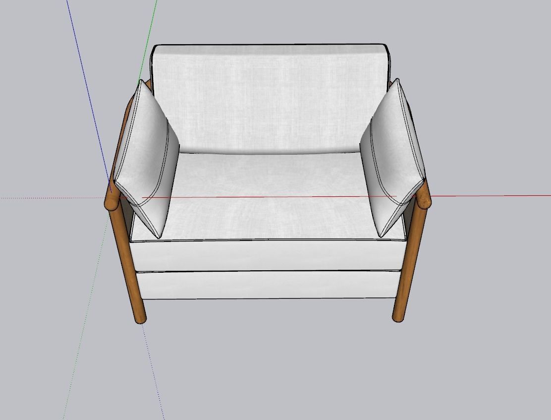 Sydney Cane Armchair Washed Linen Flax 3D model_3
