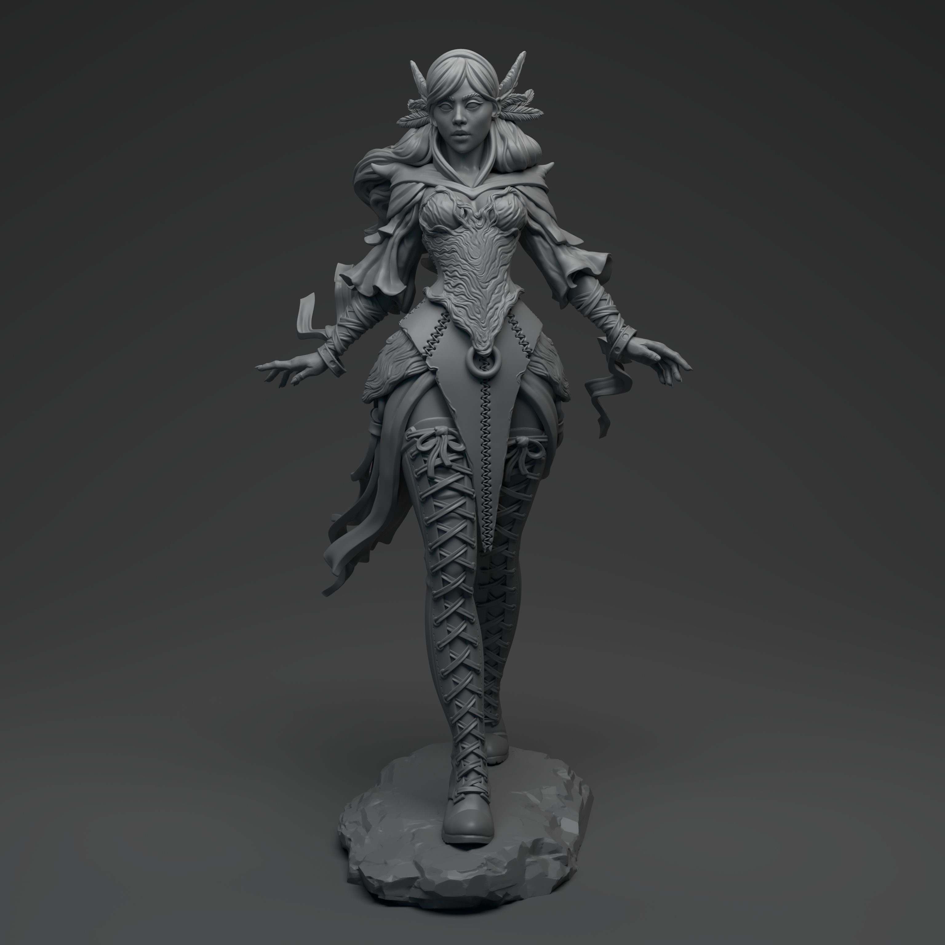 Witch female elf 3D print model_9