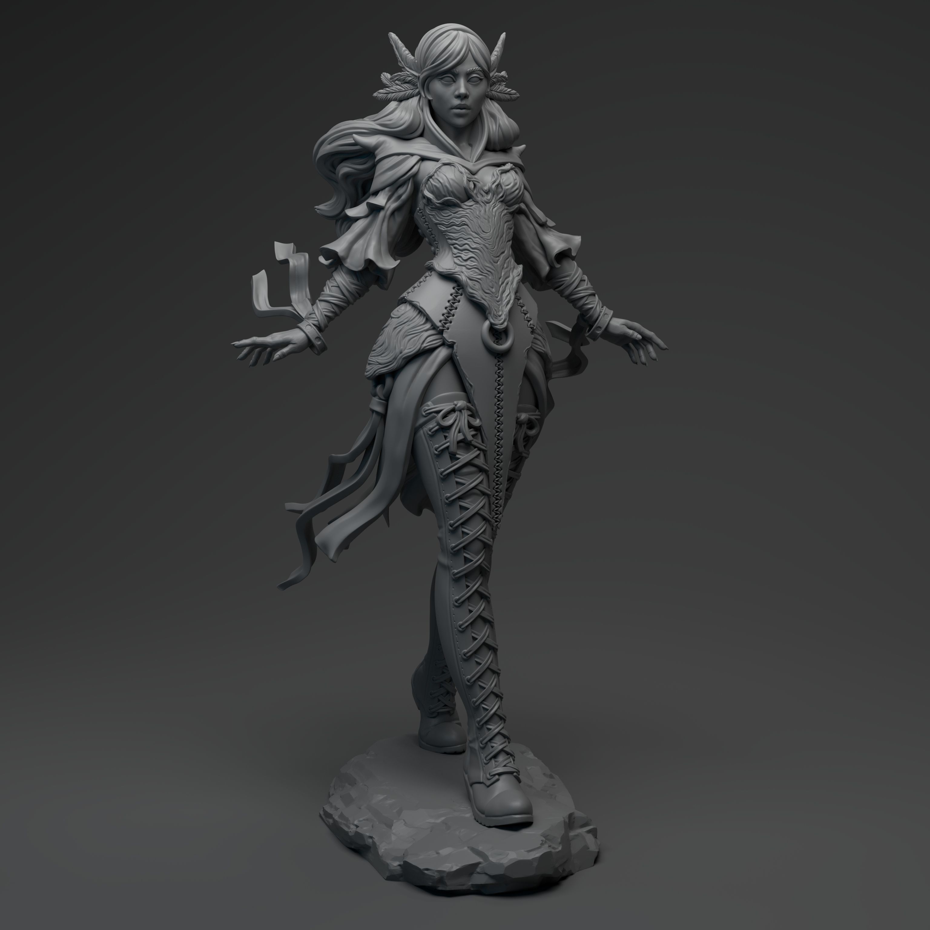 Witch female elf 3D print model_10