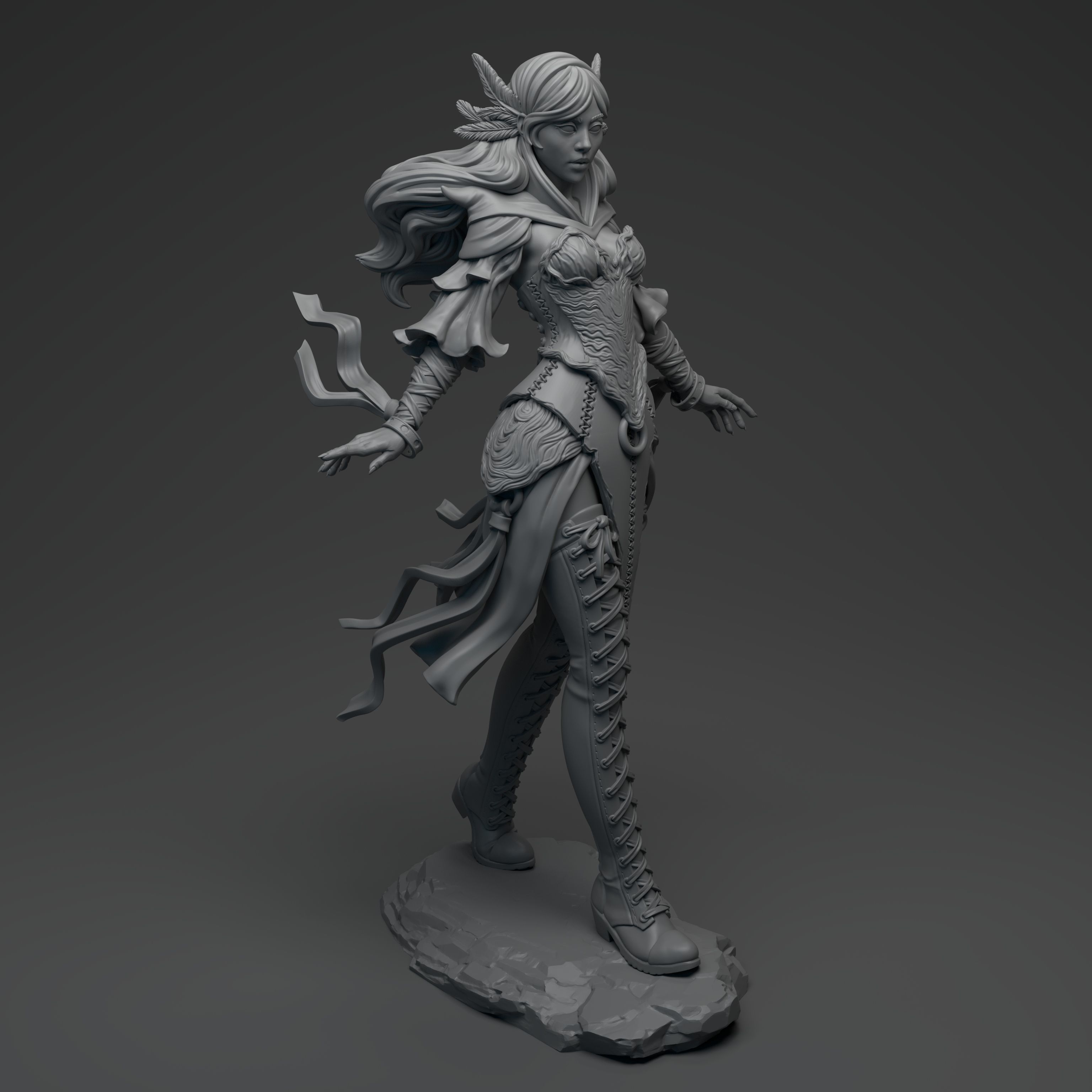 Witch female elf 3D print model_2