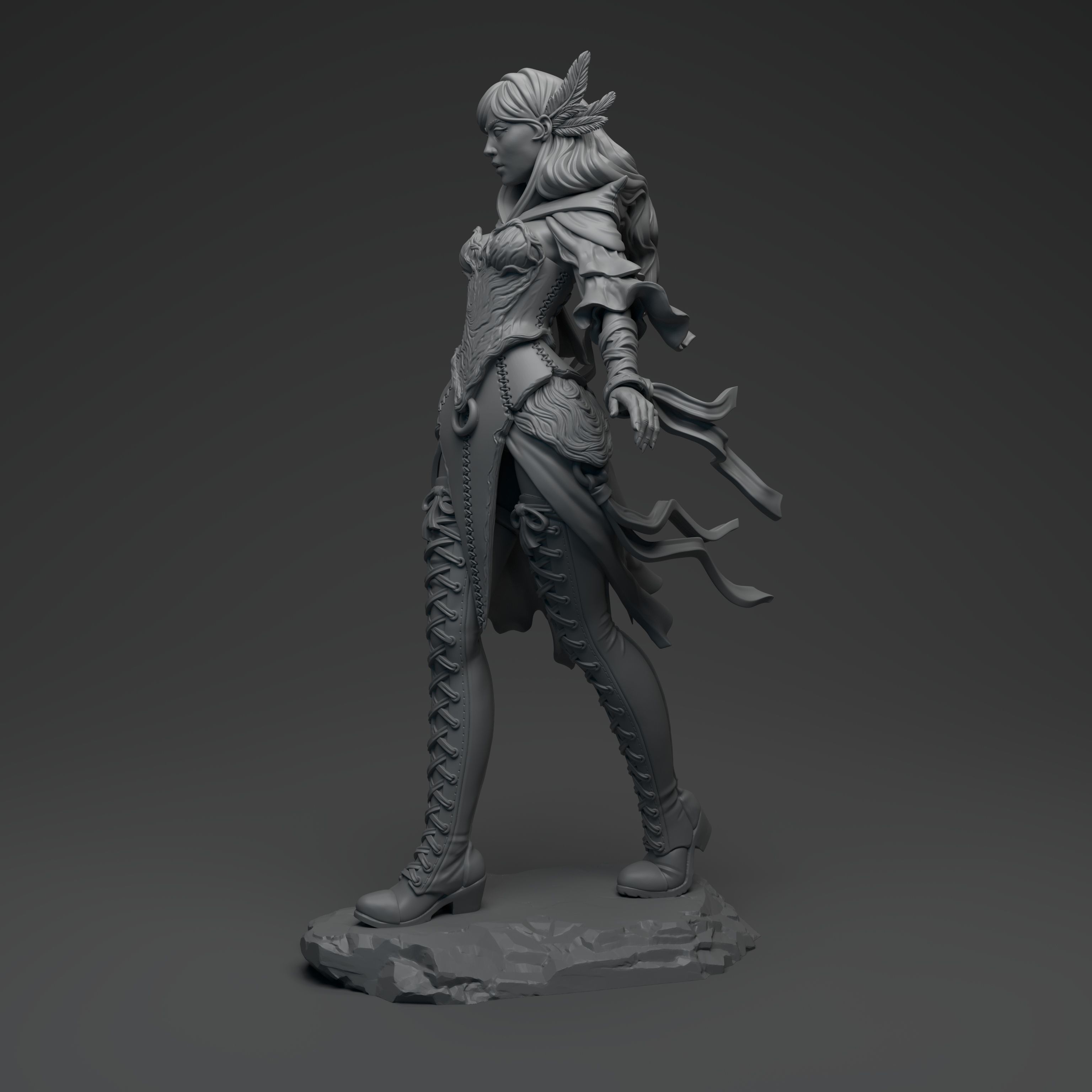 Witch female elf 3D print model_8