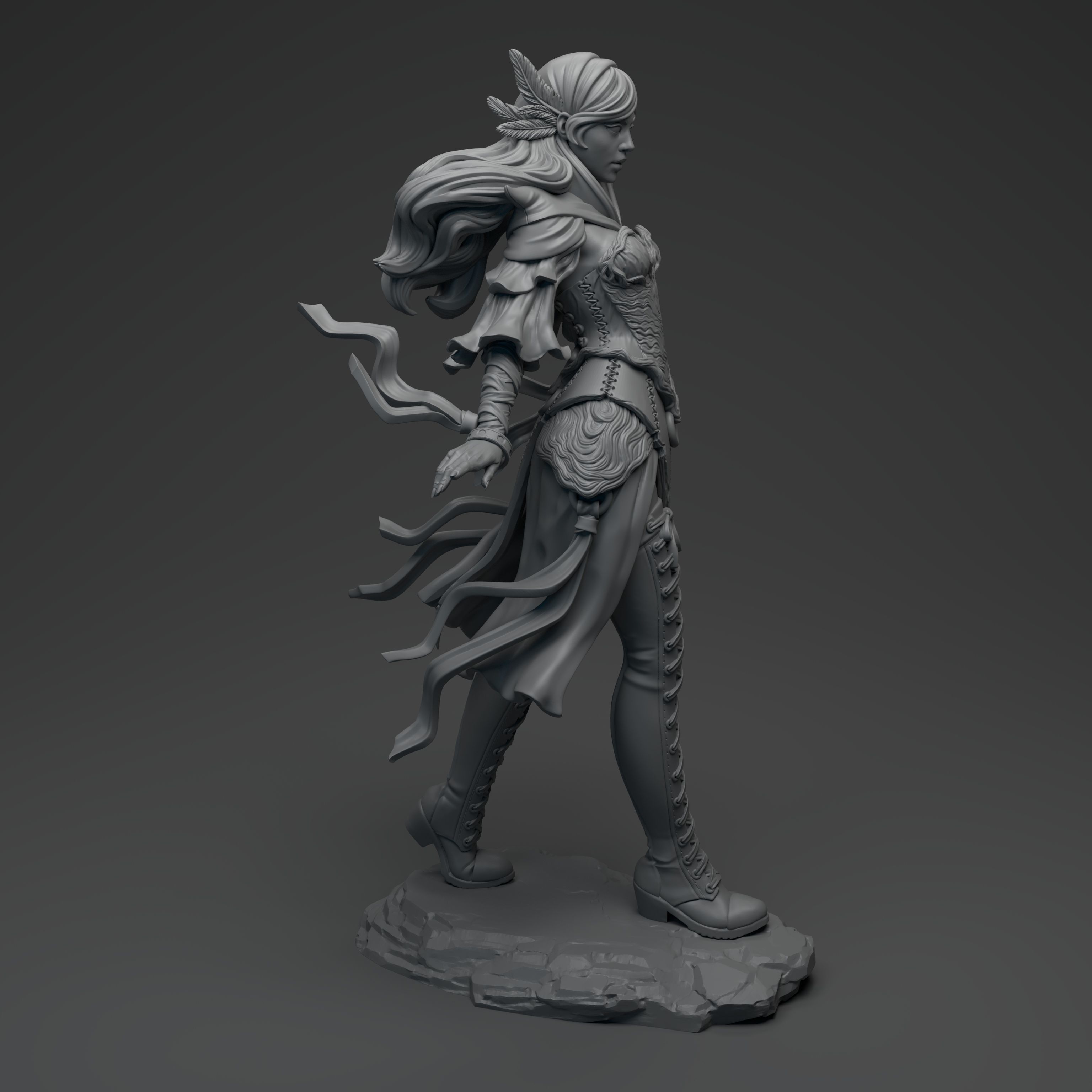 Witch female elf 3D print model_7