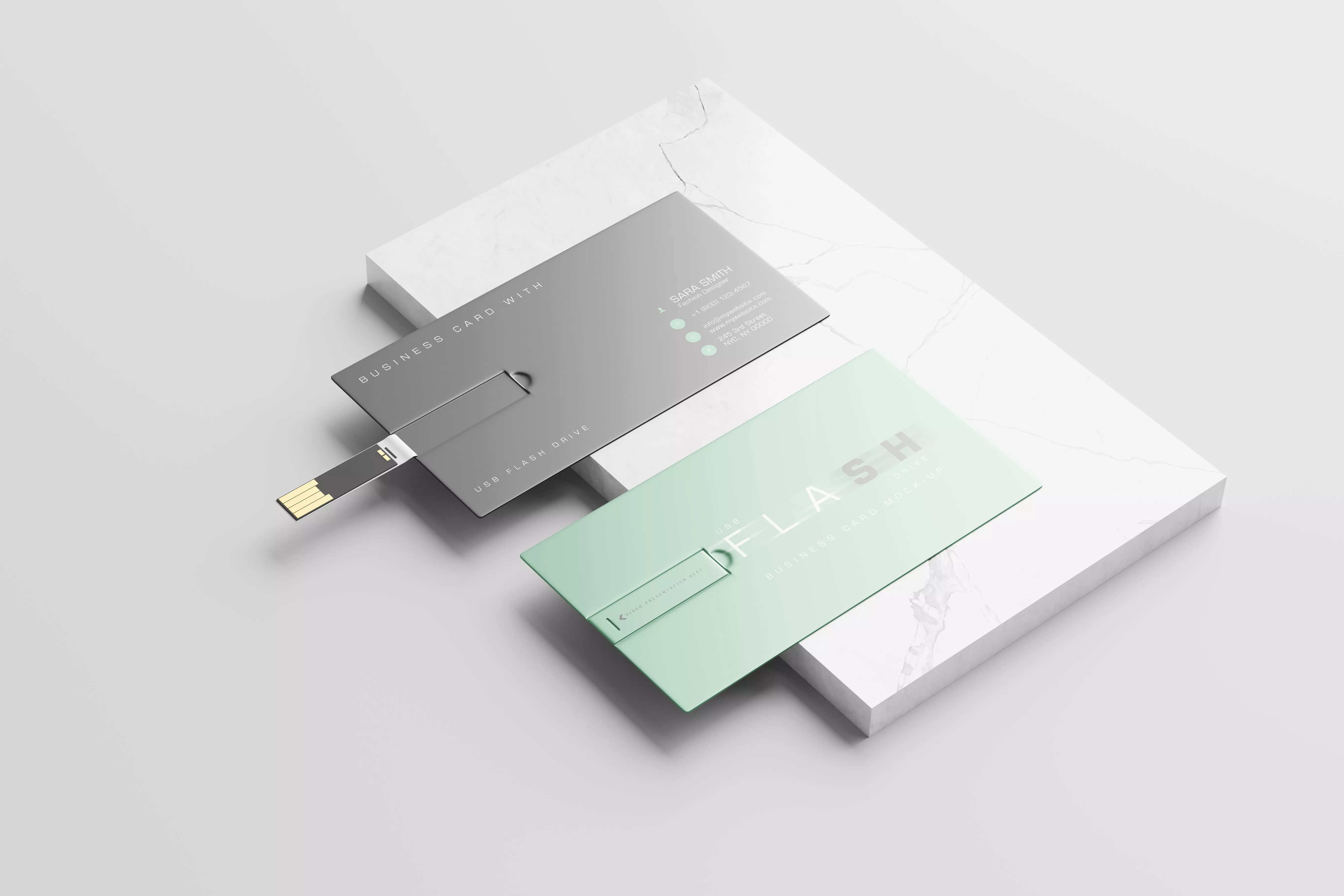 USB Flash Drive Business Card Low-poly 3D model