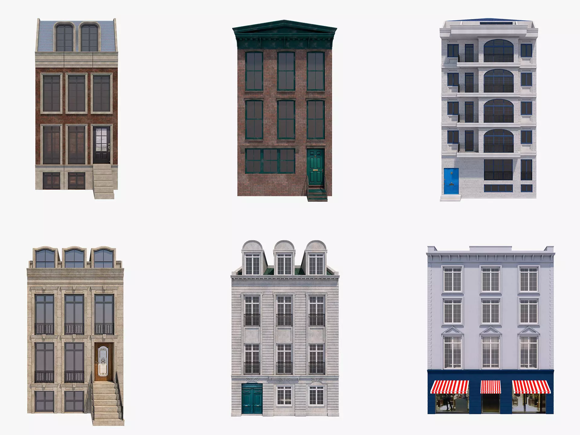 European Buildings Set 3D model_0
