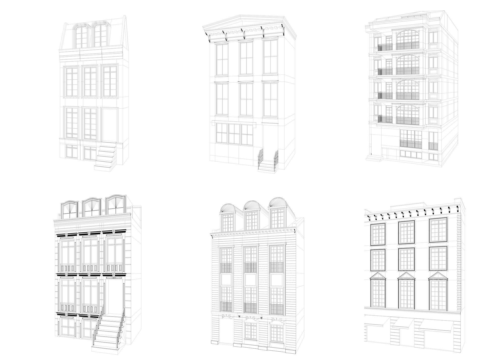 European Buildings Set 3D model_1